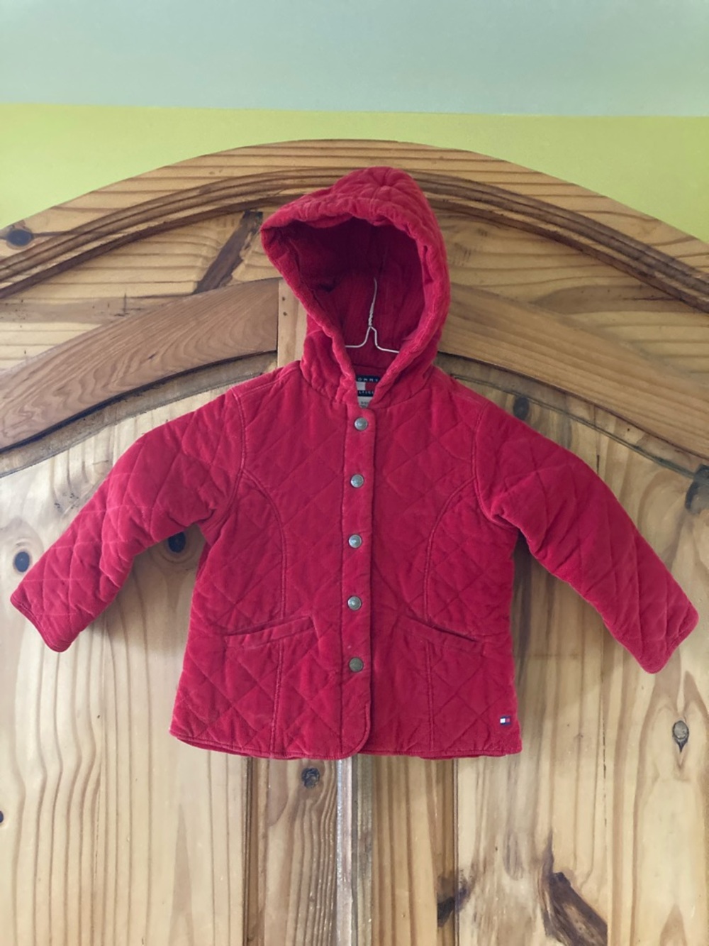 Tommy Hilfiger red hooded corduroy coat size 3T
